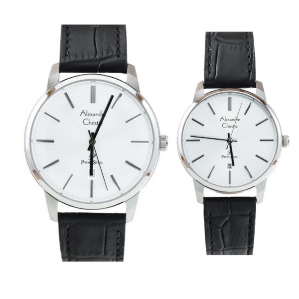 Alexandre Christie AC 1030 Silver White Couple Leather